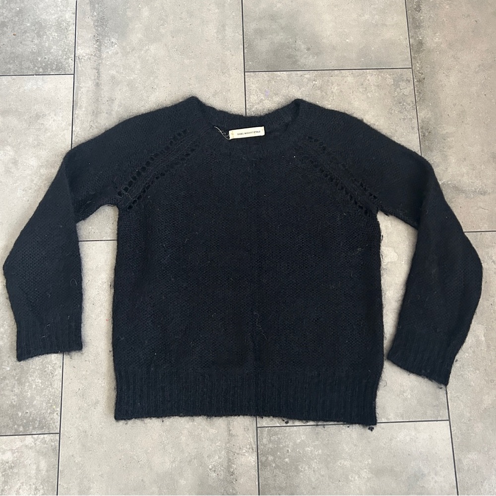 Isabel Marant Etoile black knit wool mohair blend crewneck sweater 36 or 4/small